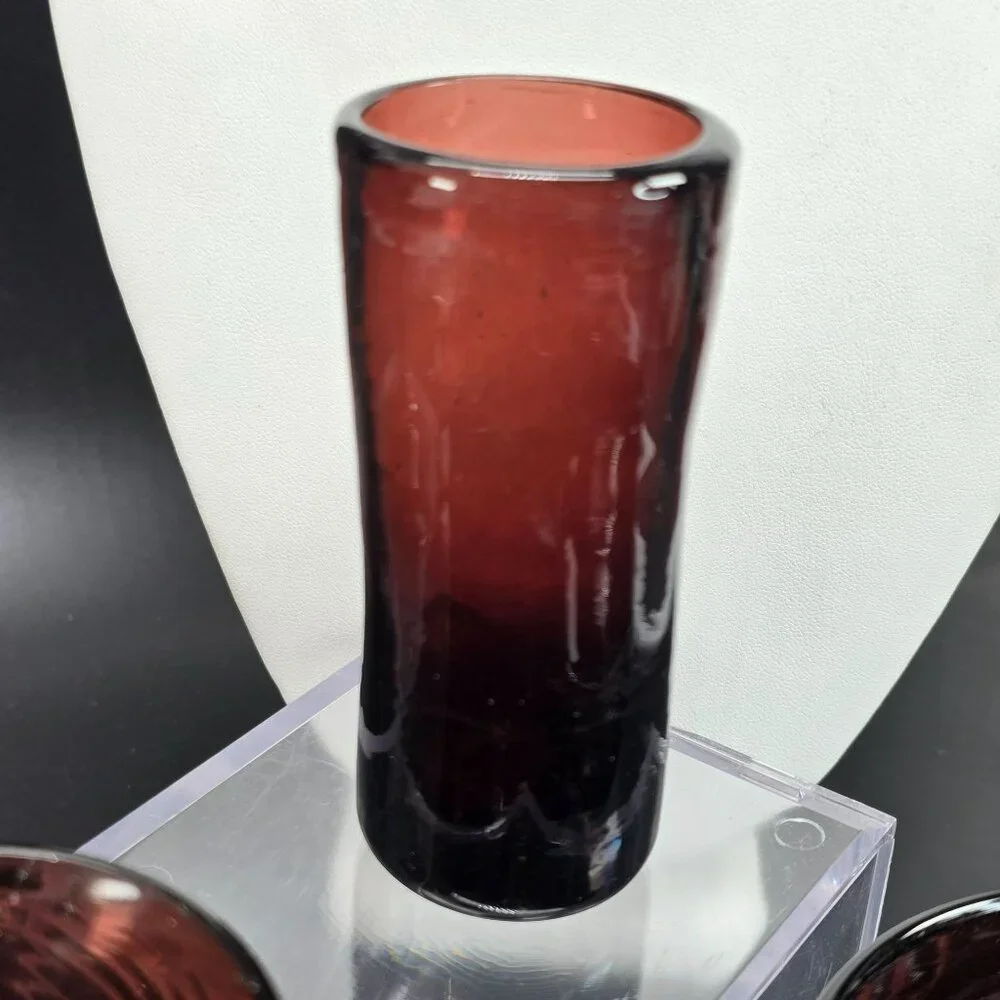 Vintage Handblown Dark Pink Glass Drinkware Set of 14 Pieces DH1357